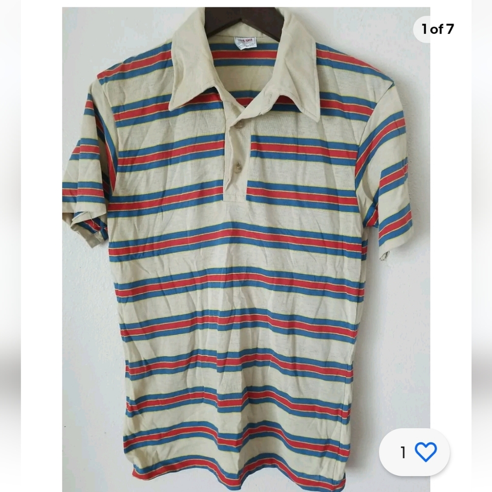 GRUBB ROBERT BRUCE Men's Striped Short Sleeve Polo‎ Shirt w/ Collar Size L USA